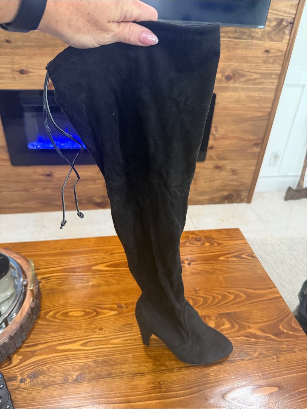 Wild Diva Black Over-the-Knee Heeled Boots View 3